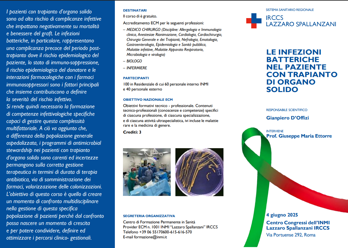 Le infezioni batteriche nel paziente con trapianto di organo solido (SOT)